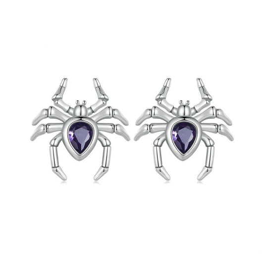 Jorrio Halloween Dark Style Spider Sterling Silver Earrings