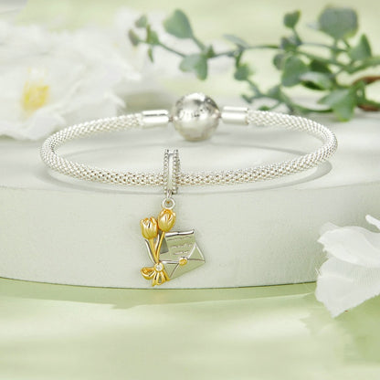 Jorrio Delicate Romantic Tulip Envelope Sterling Silver Charm