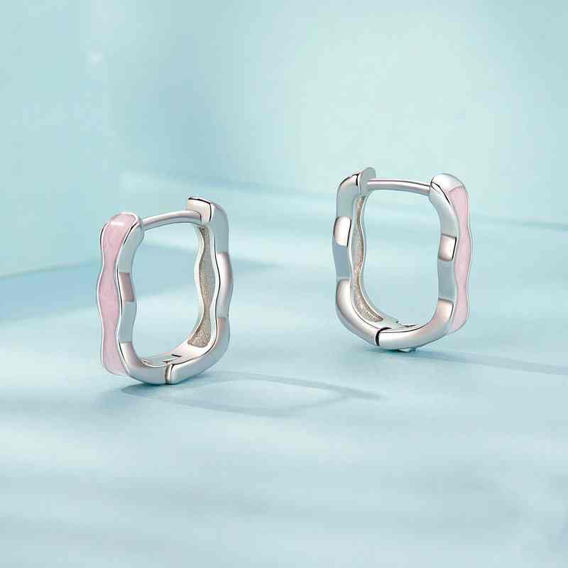 Jorrio Pink Square Wave Sterling Silver Earrings