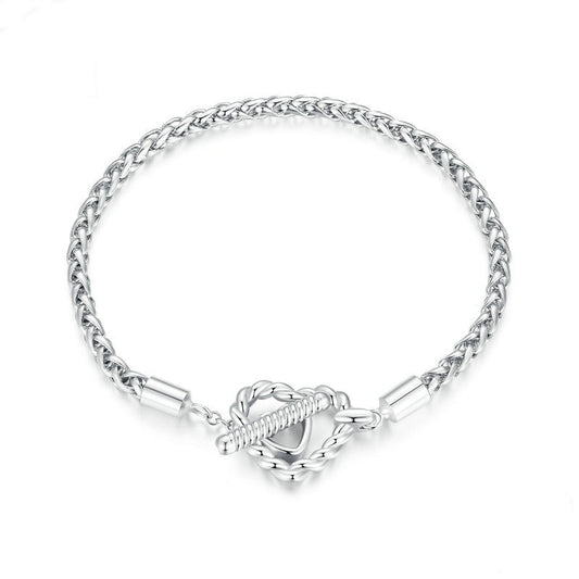 Jorrio Double Heart Fashion Sterling Silver Bracelet