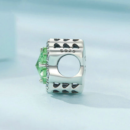 Jorrio Fashion Green Lucky Four-leaf Clover Sterling Silver Charm