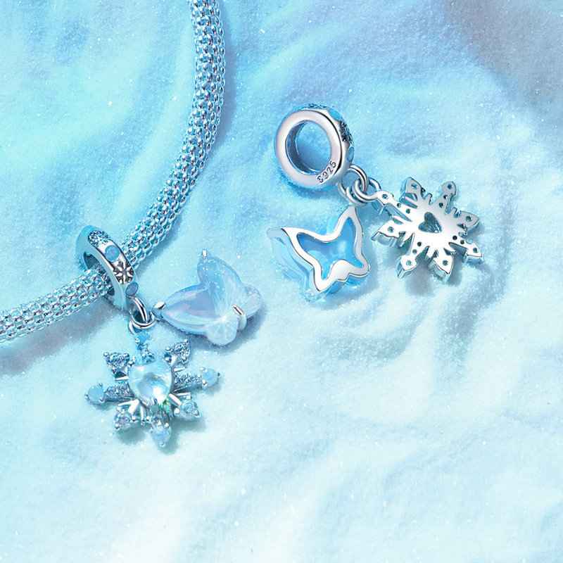 Jorrio Handmade Christmas Ice Butterfly Sterling Silver Charms