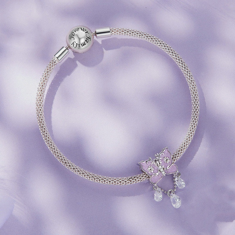 Jorrio Sweet Purple Butterfly Sterling Silver Charm