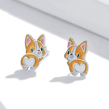Jorrio Zoo Series Cute Corgi Sterling Silver Earrings