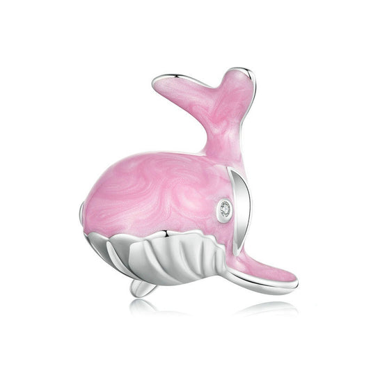 Jorrio Dreamy Ocean Pink Whale Sterling Silver Charm