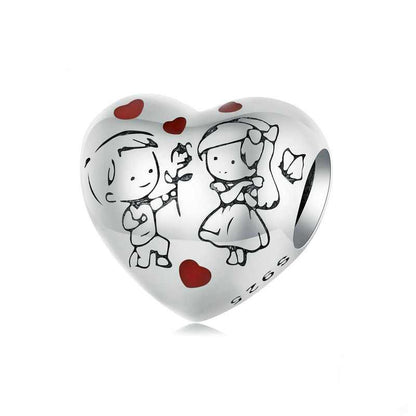 Jorrio Heart Two Little Girls Series Boys and Girls Sterling Silver Charm