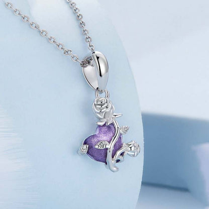 Jorrio Purple Love Elegant Rose Sterling Silver Charm