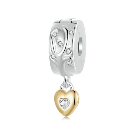 Jorrio Yellow Simple Heart Tree of Life Sterling Silver Charm