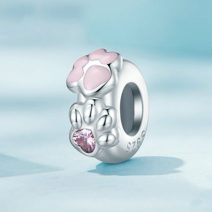 Jorrio Animal Pink Cat Paw Sterling Silver Charm