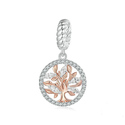 Jorrio Vintage Fashion Rose Gold Tree of Life Sterling Silver Charm