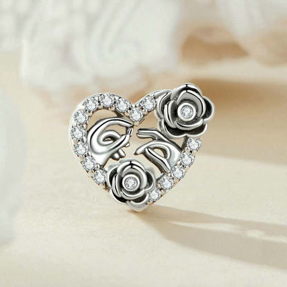 Jorrio Love Roses Romantic Proposal Hollow Sterling Silver Charm