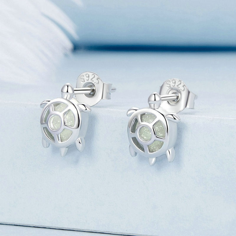 Jorrio Cute Little Turtle Glow Turtle Sterling Silver Earrings