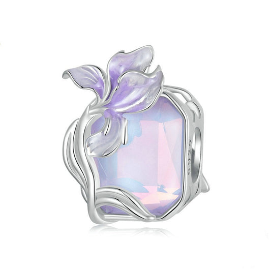 Jorrio Purple Crystal Iris Sweet Sterling Silver Charm