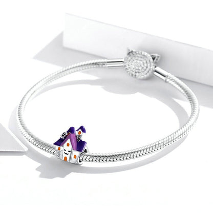 Jorrio Purple Halloween Magic Hut Haunted House Sterling Silver Charm