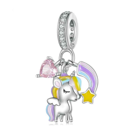 Jorrio handmade rainbow unicorn sterling silver charms