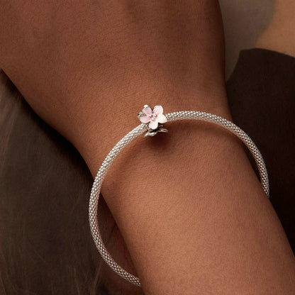 Jorrio Cute Sweet Pink Flower Sterling Silver Charm