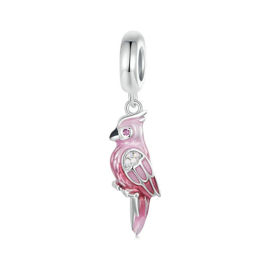 Jorrio Delicate Animal Pink Parrot Sterling Silver Charm