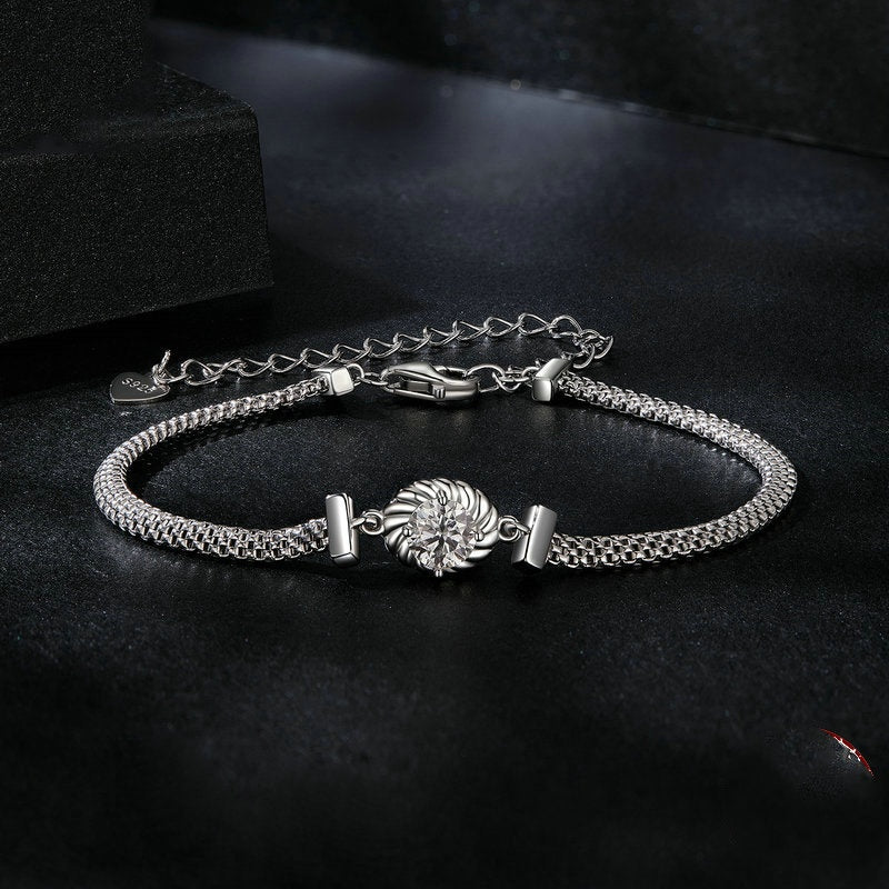 Jorrio Round Cut Moissanite Braided Sterling Silver Bracelet