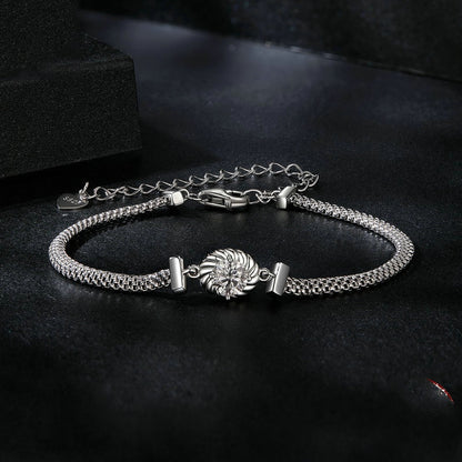 Jorrio Round Cut Moissanite Braided Sterling Silver Bracelet