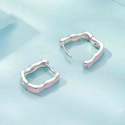 Jorrio Pink Square Wave Sterling Silver Earrings