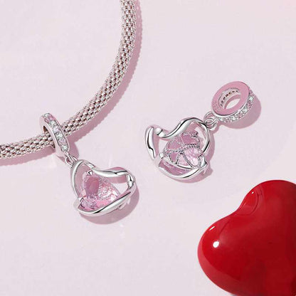 Jorrio Pink Double Heart Twist Sterling Silver Charm