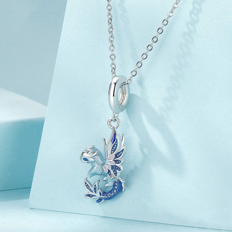 Jorrio Cute Blue Flying Dragon Animal Sterling Silver Charm