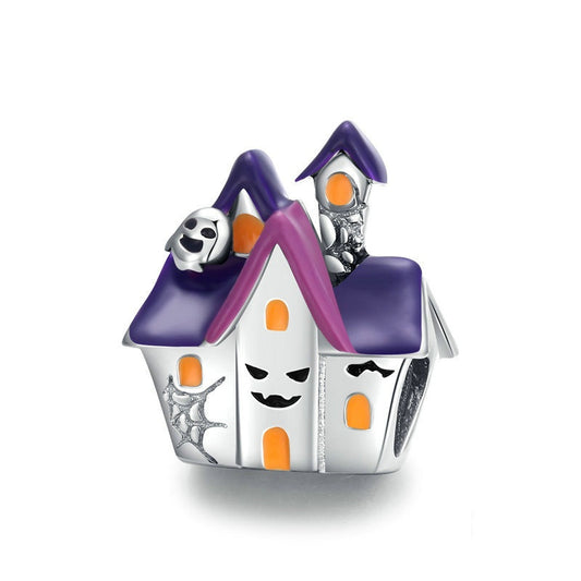 Jorrio Purple Halloween Magic Hut Haunted House Sterling Silver Charm
