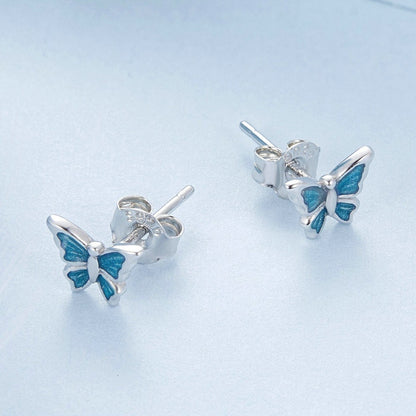 Jorrio Mini Blue Butterfly Sterling Silver Earrings