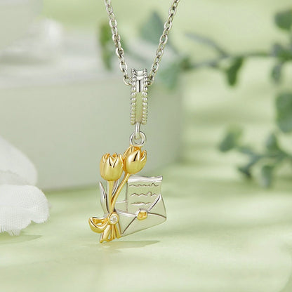 Jorrio Delicate Romantic Tulip Envelope Sterling Silver Charm