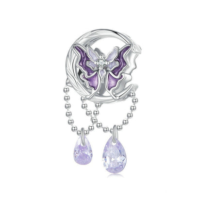 Jorrio Sweet Purple Moon Butterfly Sterling Silver Charm