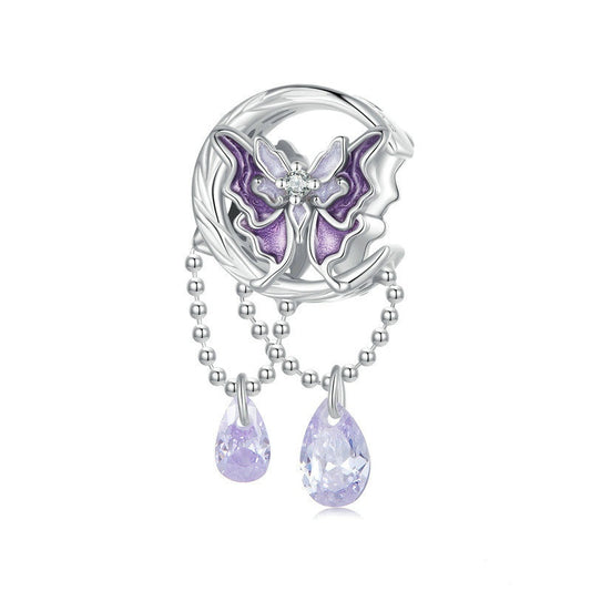 Jorrio Sweet Purple Moon Butterfly Sterling Silver Charm