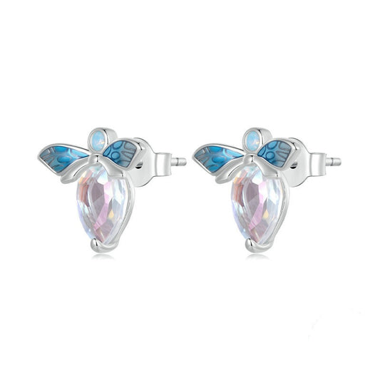 Jorrio Mori Winter Crystal Bee Sterling Silver Earrings