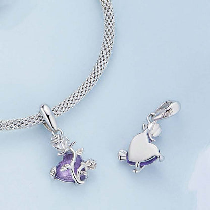 Jorrio Purple Love Elegant Rose Sterling Silver Charm