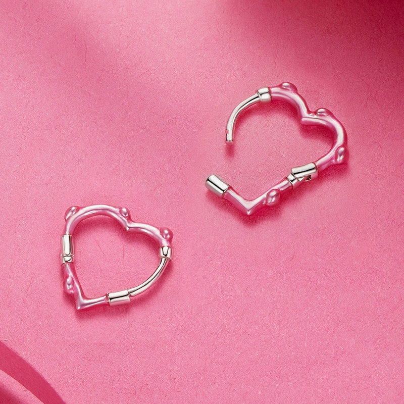 Jorrio Sweet Barbie Pink Heart Sterling Silver Earrings
