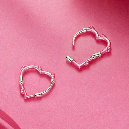 Jorrio Sweet Barbie Pink Heart Sterling Silver Earrings