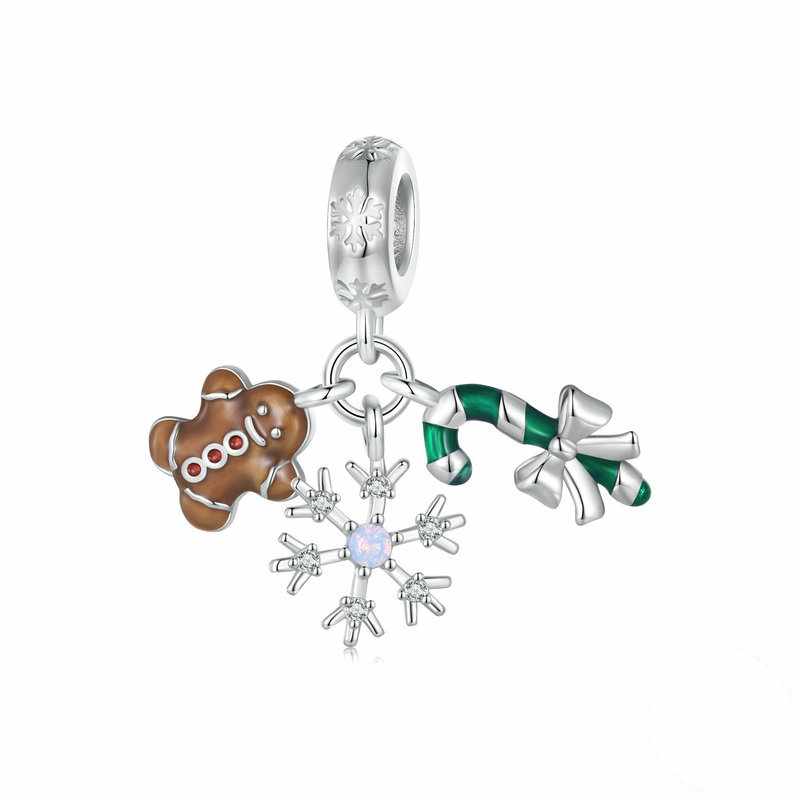 Jorrio Handmade Snowflake Christmas Gingerbread Man Charms