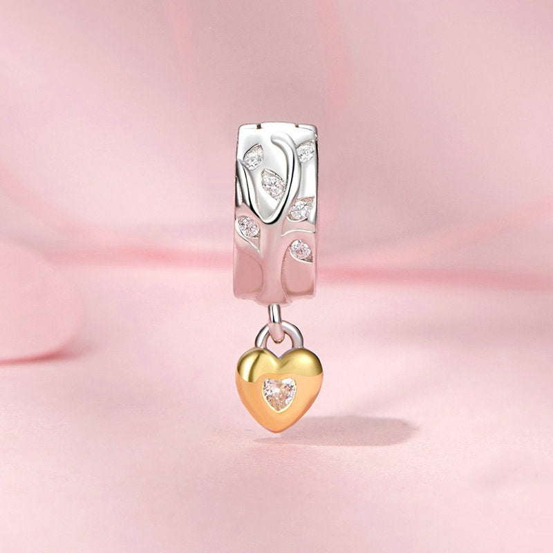 Jorrio Yellow Simple Heart Tree of Life Sterling Silver Charm