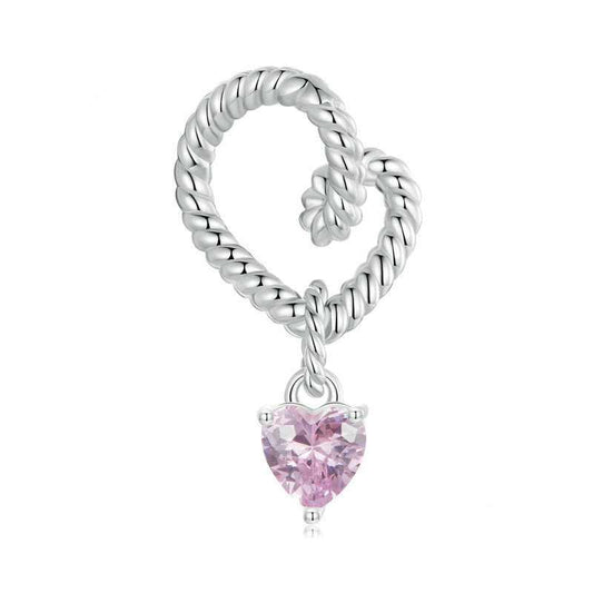 Jorrio Sweet Pink Spiritual Heart Sterling Silver Charm