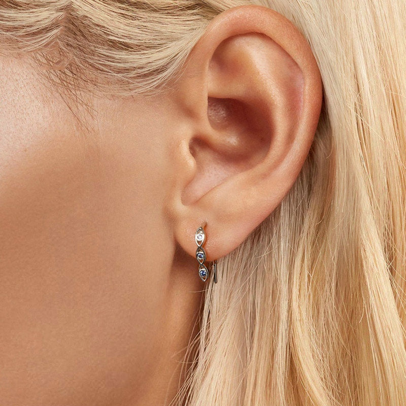 Jorrio Sapphire Devil's Eye Sterling Silver Earrings