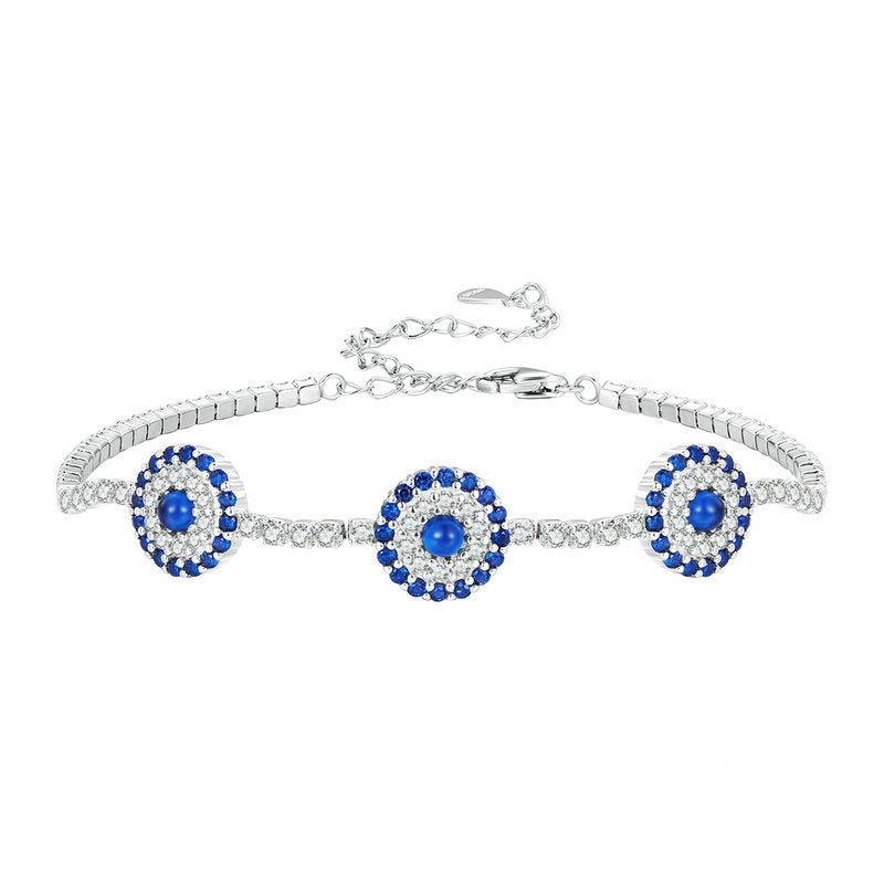 Jorrio Sapphire Devil's Eye Lucky Sterling Silver Bracelet