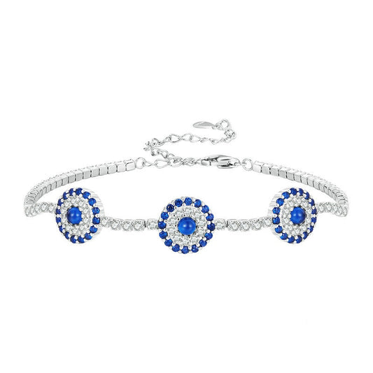 Jorrio Sapphire Devil's Eye Lucky Sterling Silver Bracelet