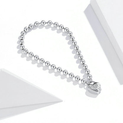 Jorrio Heart Shaped Round Bead Vintage Sterling Silver Bracelet