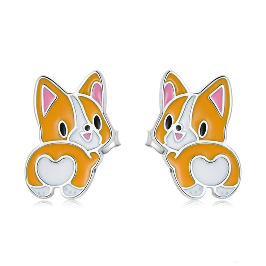 Jorrio Zoo Series Cute Corgi Sterling Silver Earrings