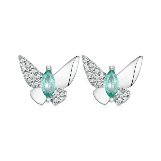 Jorrio Green Butterfly Sterling Silver Earrings