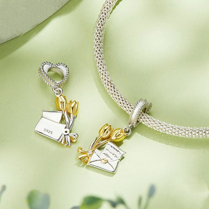 Jorrio Delicate Romantic Tulip Envelope Sterling Silver Charm