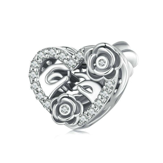 Jorrio Love Roses Romantic Proposal Hollow Sterling Silver Charm