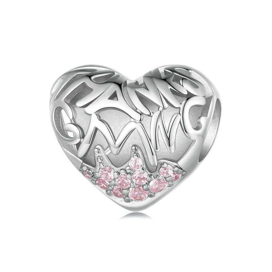 Jorrio Pink Heart Irregular Lette Sterling Silver Charm