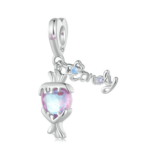 Jorrio  Sweet Cool Dreams Pink Heart Candy Sterling Silver Charm