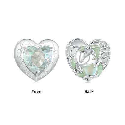Jorrio Fresh Green Heart Unicorn Sterling Silver Charm