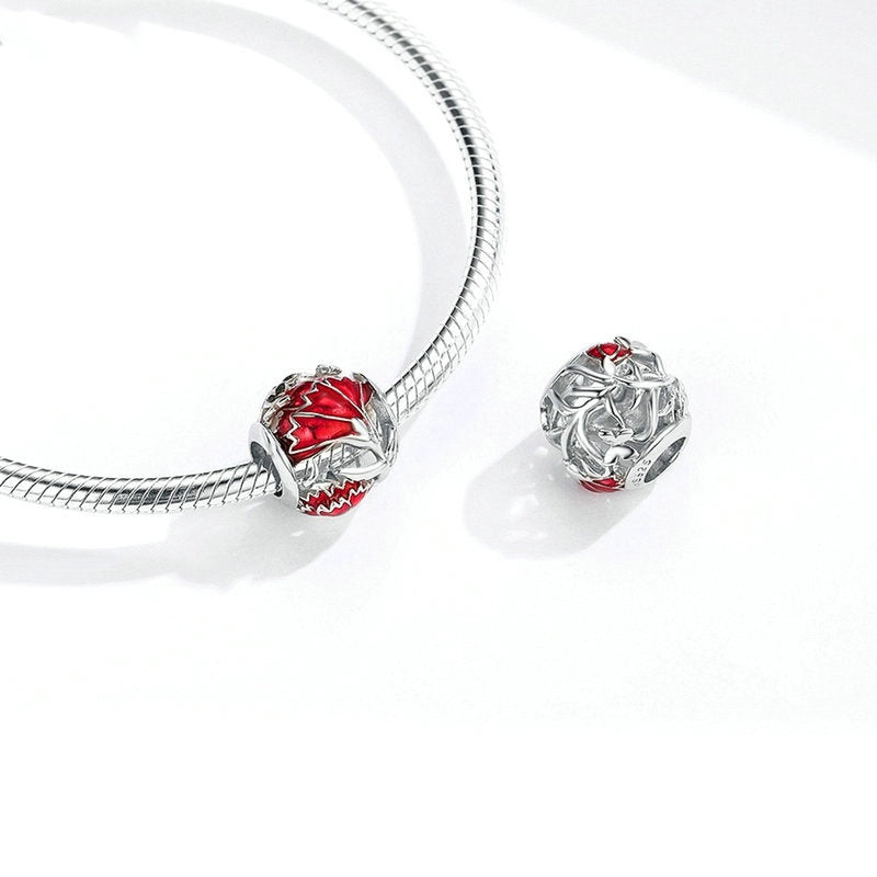Jorrio New Year Red Carnation Sterling Silver Charm